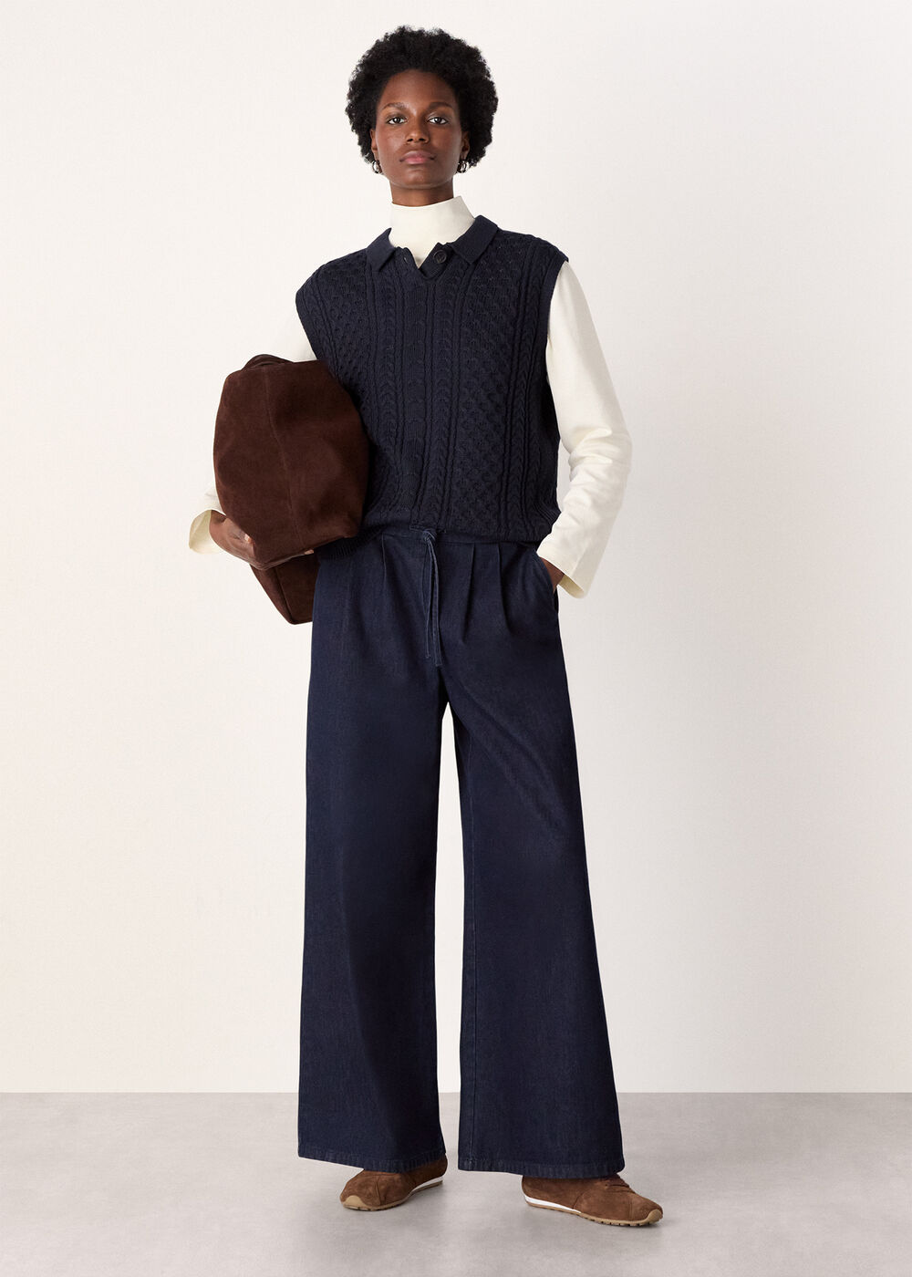 Wool Cable Detail Knit Tank