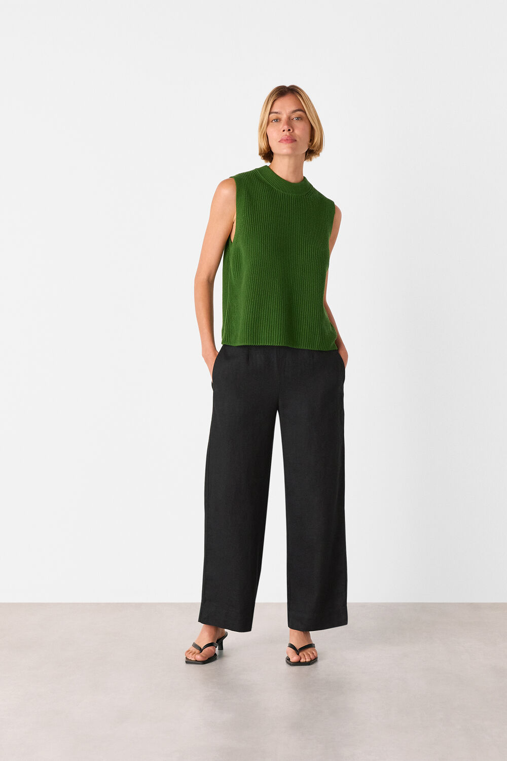 Black Linen Ankle Length Trouser