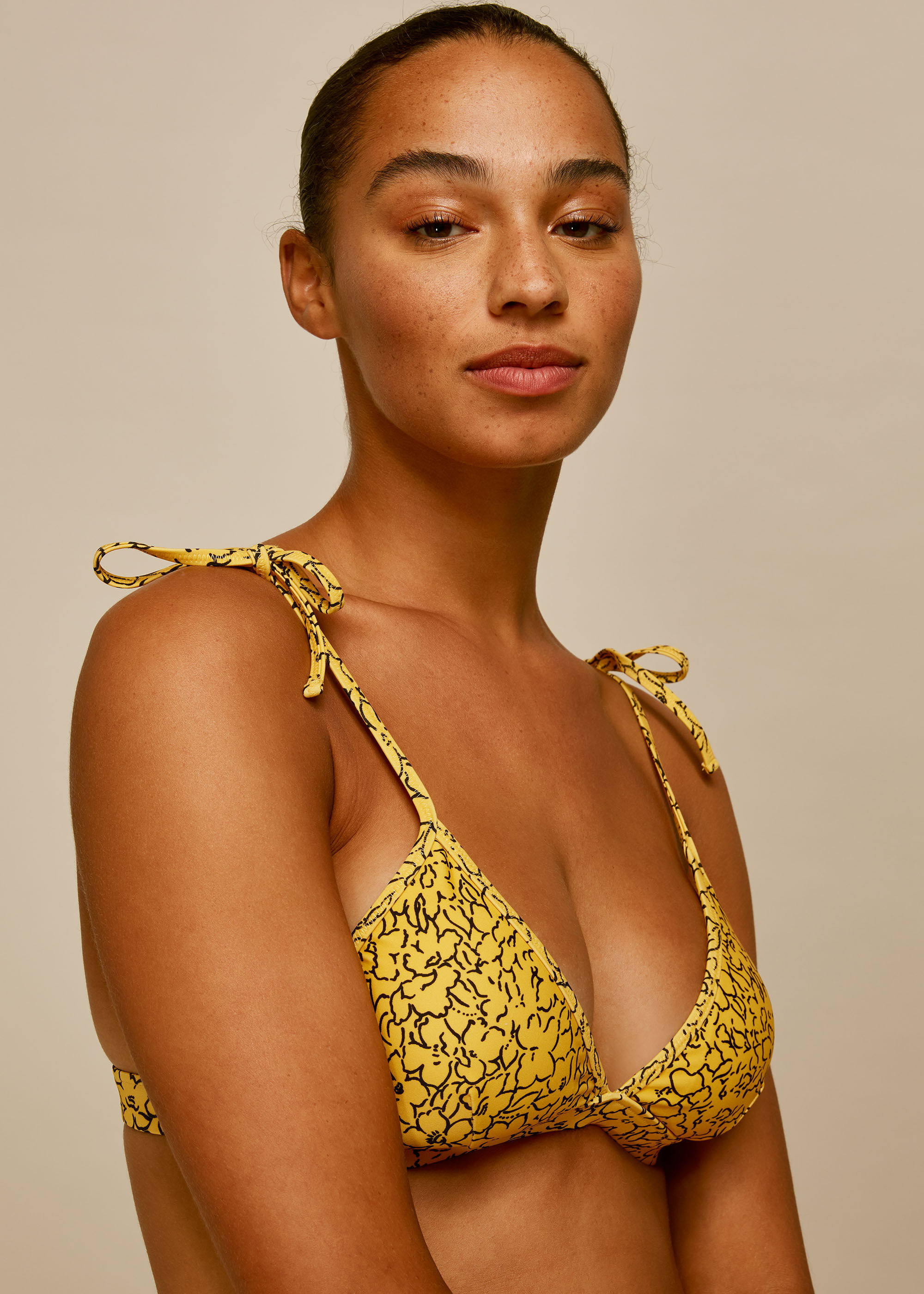 Yellow floral bikini top on sale