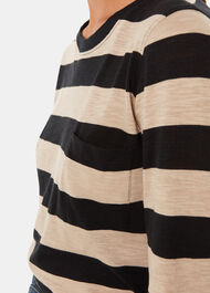 Stripe Crew Neck Pocket Top