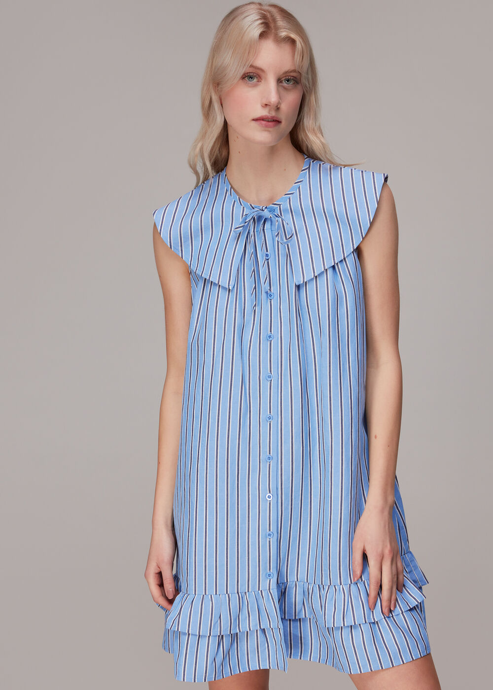 Stripe Collar Trapeze Dress