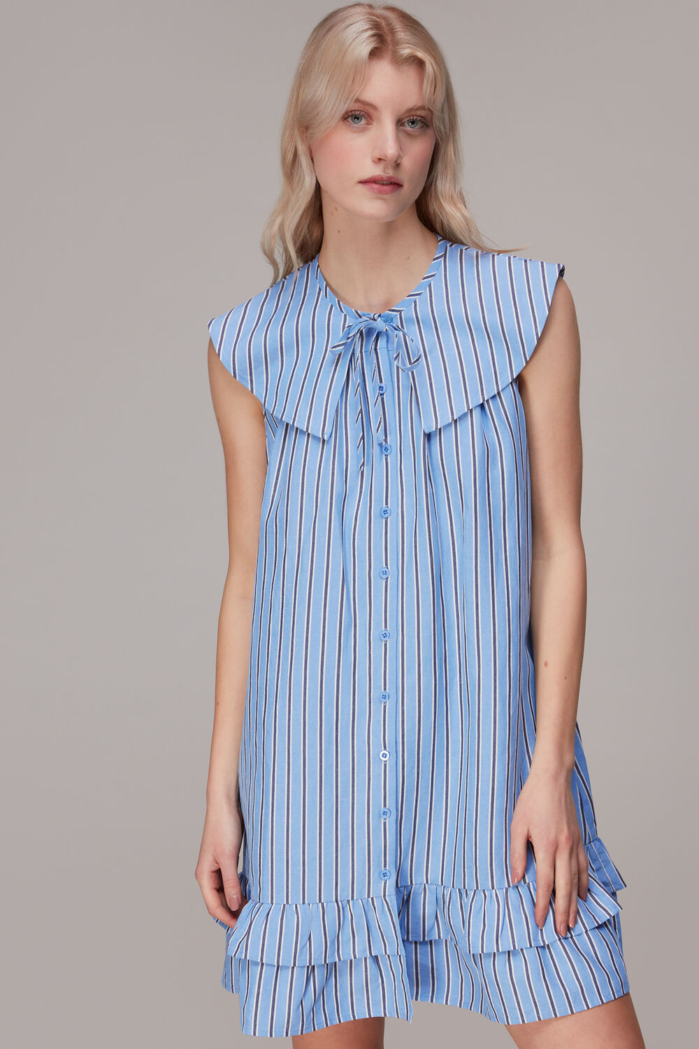 Stripe Collar Trapeze Dress