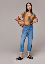 Linen Stripe Scoop Neck Tee