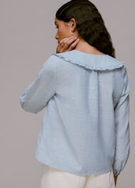 Stripe Spot Collar Detail Top