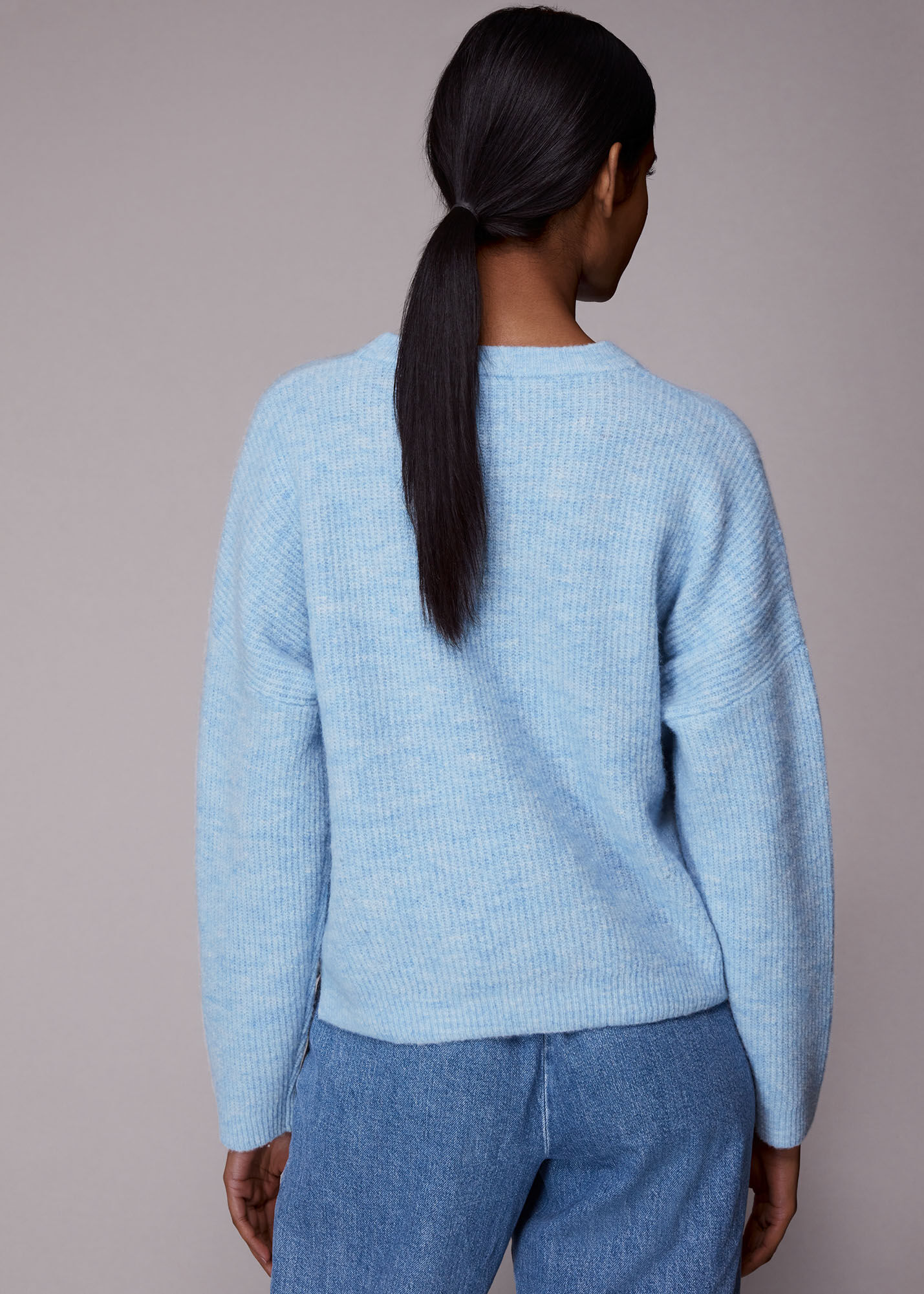 Pale blue ribbed jumper Clearance