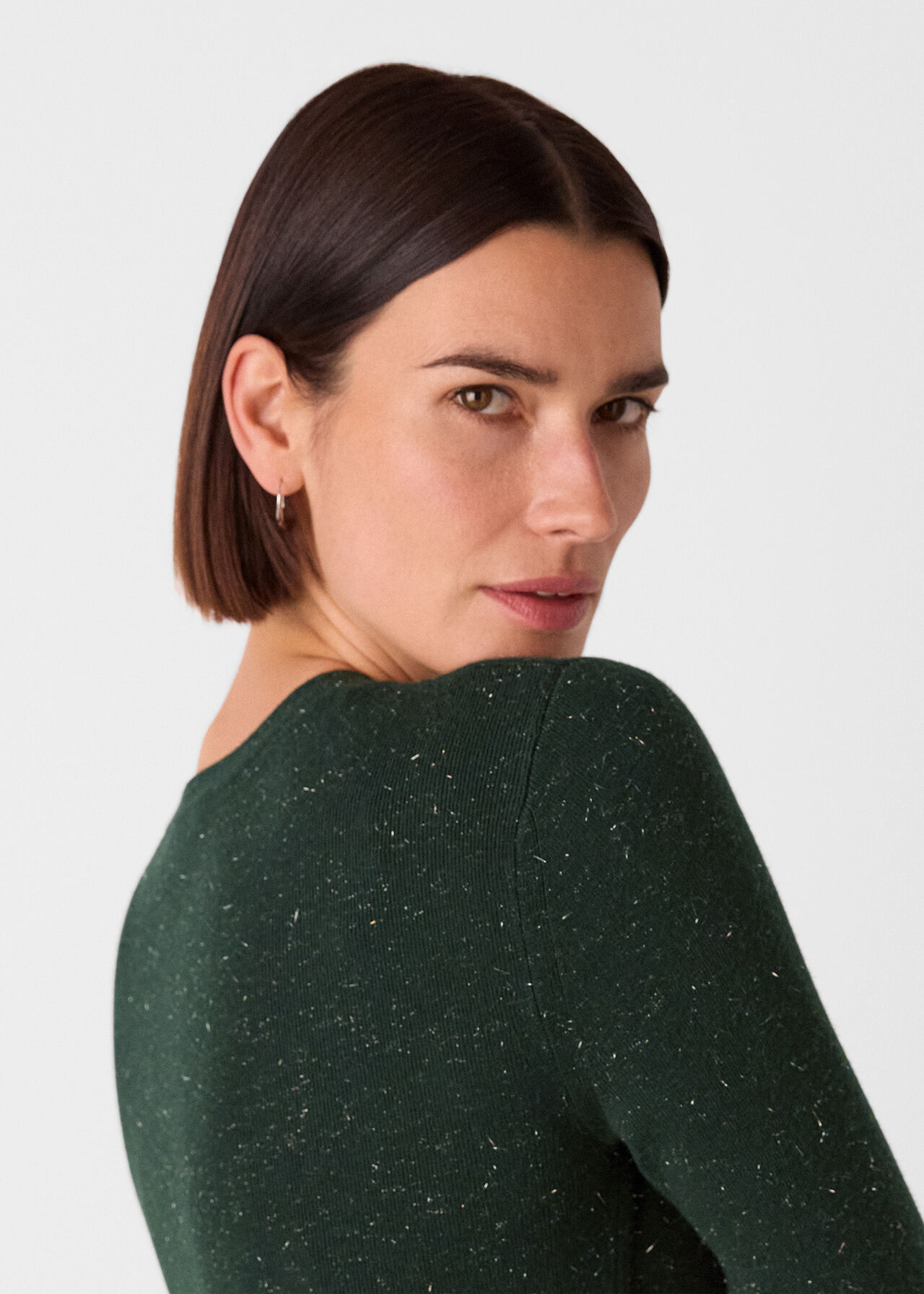 Dark Green Annie Sparkle Knit Dress WHISTLES Whistles US
