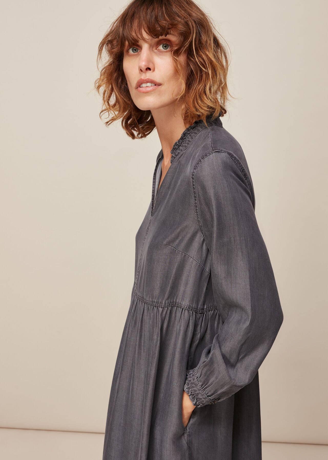 Black Denim Trapeze Dress | WHISTLES