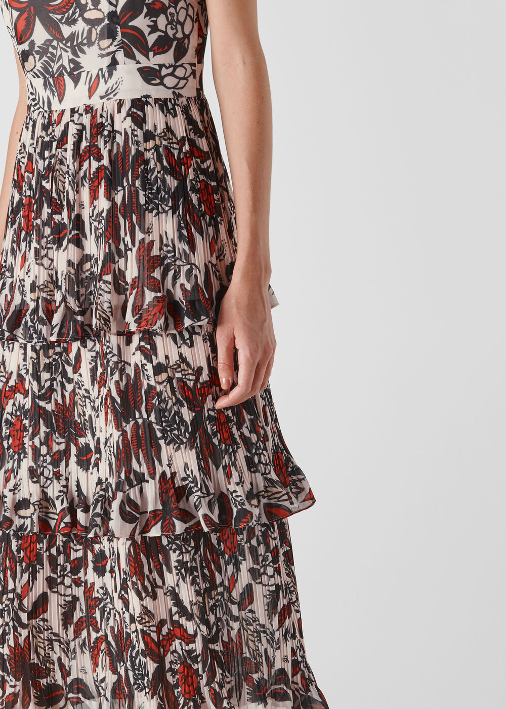 Assorted Leaves Tiered Dress Multicolour