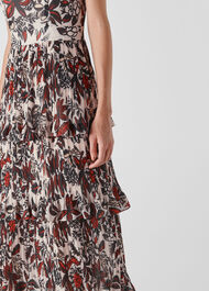 Assorted Leaves Tiered Dress Multicolour