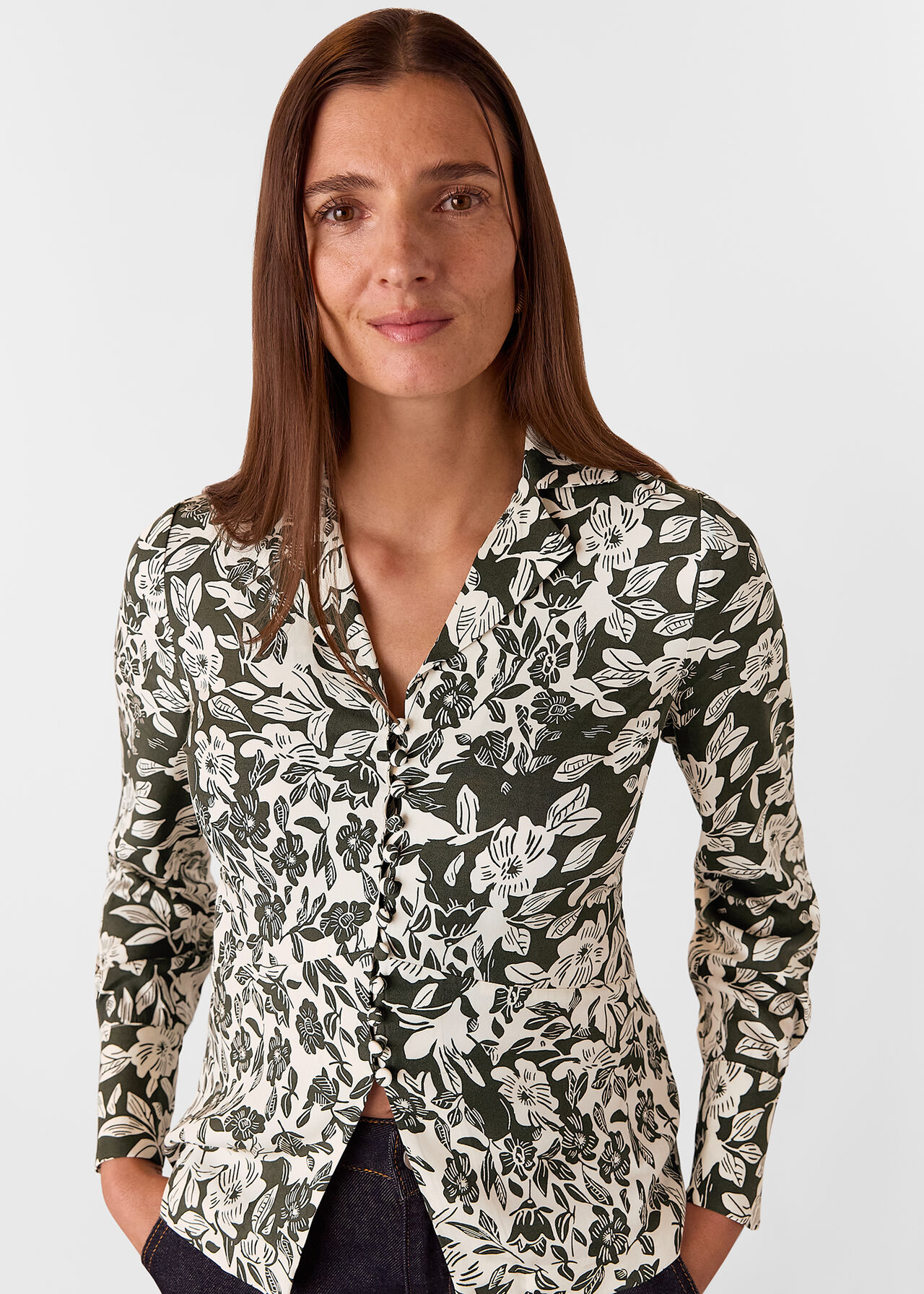 Cut Stems Button Down Blouse