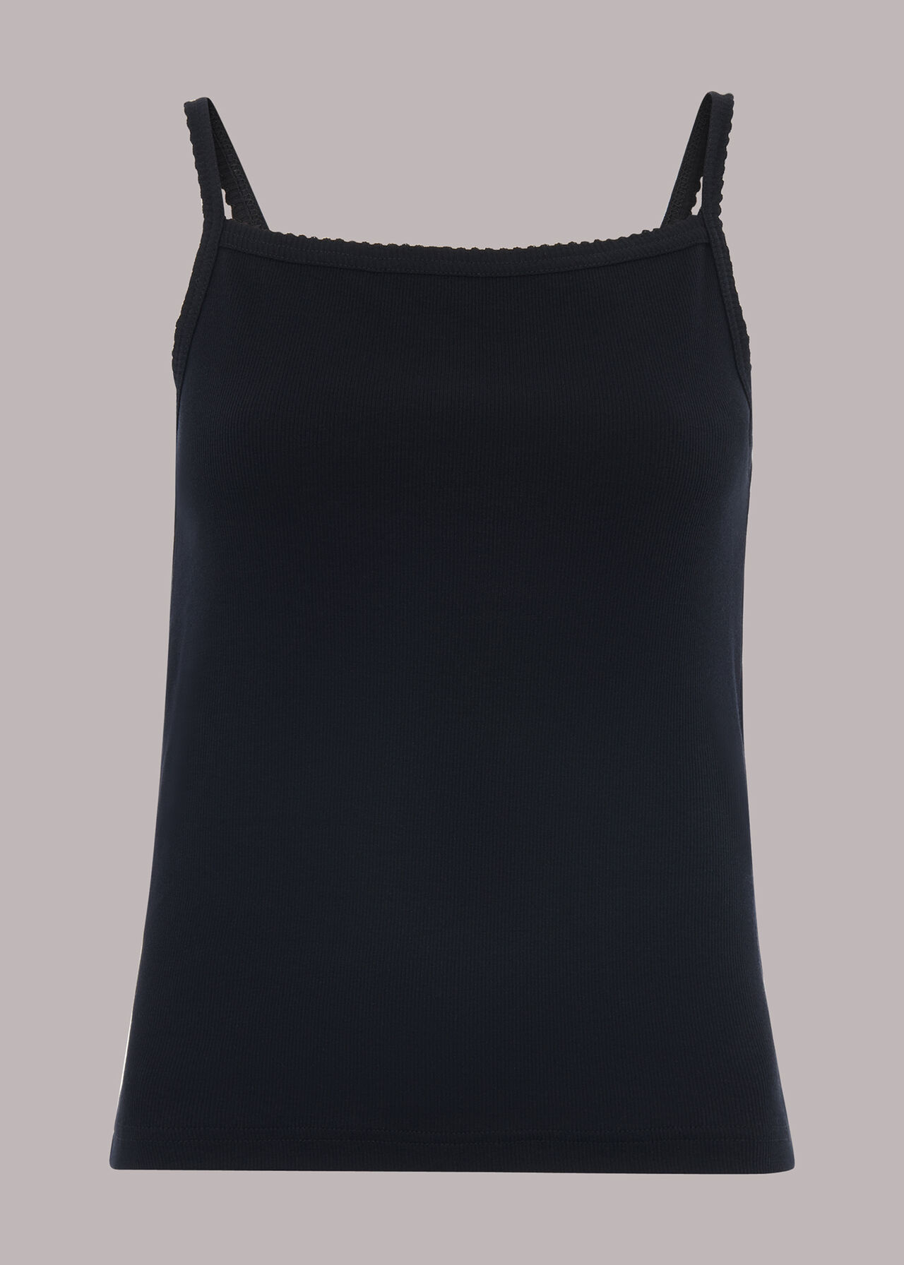 Black Scalloped Edge Rib Vest | WHISTLES