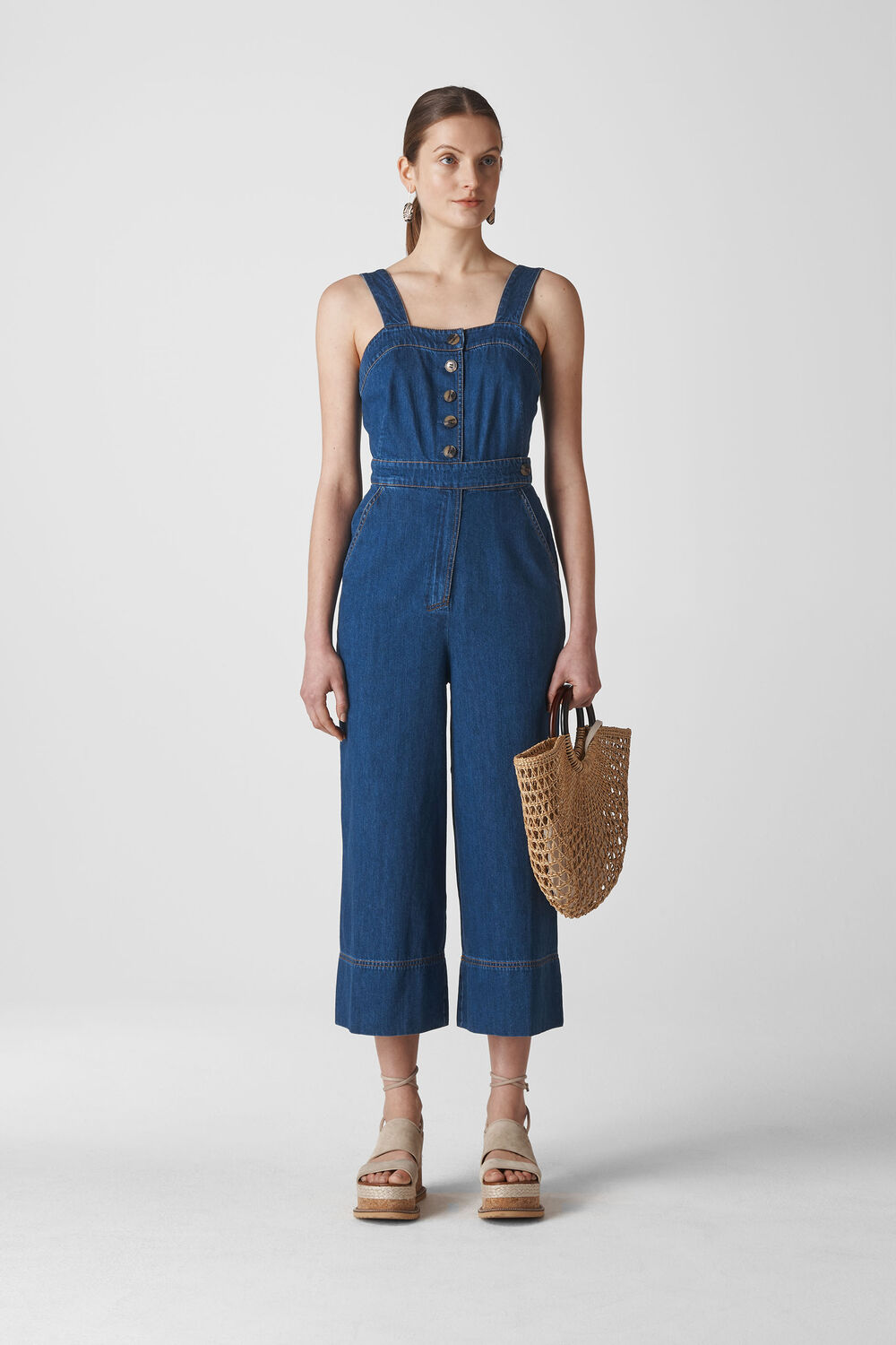 Tia Denim Button Jumpsuit Denim