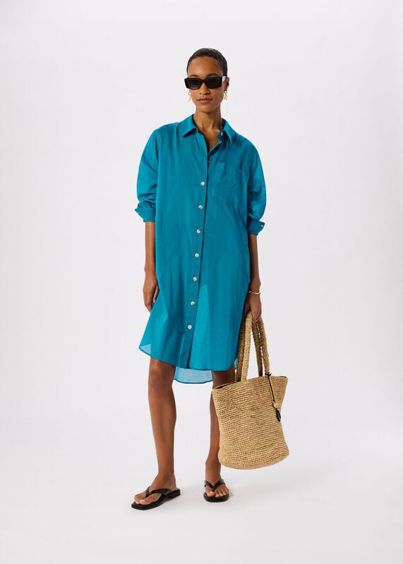 Teal Tie Front Beach Dress