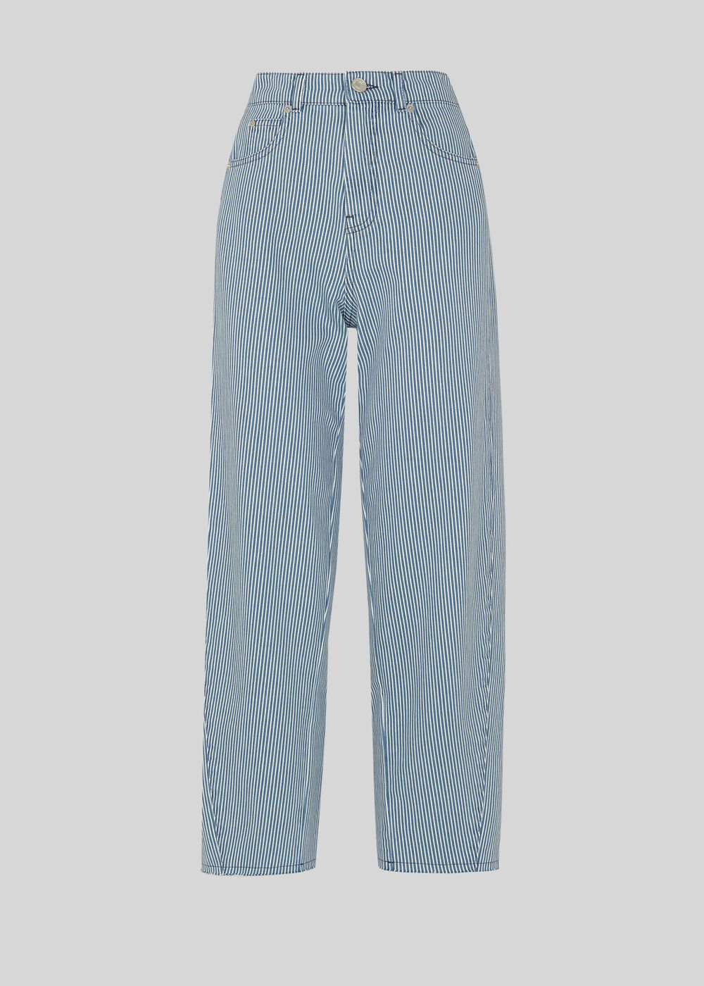 Stripe High Waist Barrel Jean Blue/Multi