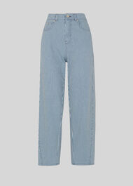 Stripe High Waist Barrel Jean Blue/Multi