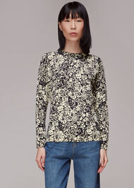 Graphic Floral Crew Neck Knit