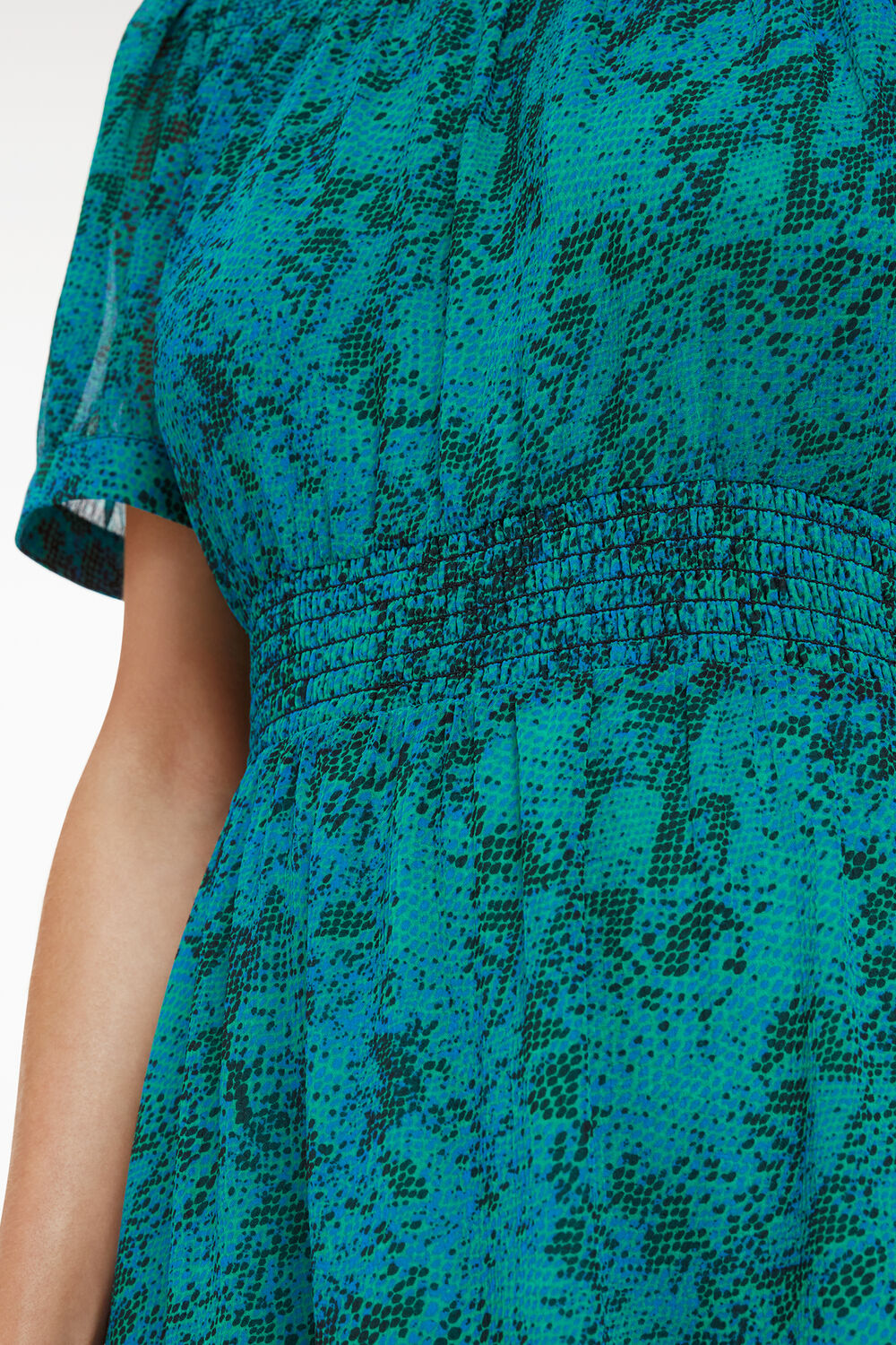 Petite Diagonal Snake Shirred Dress
