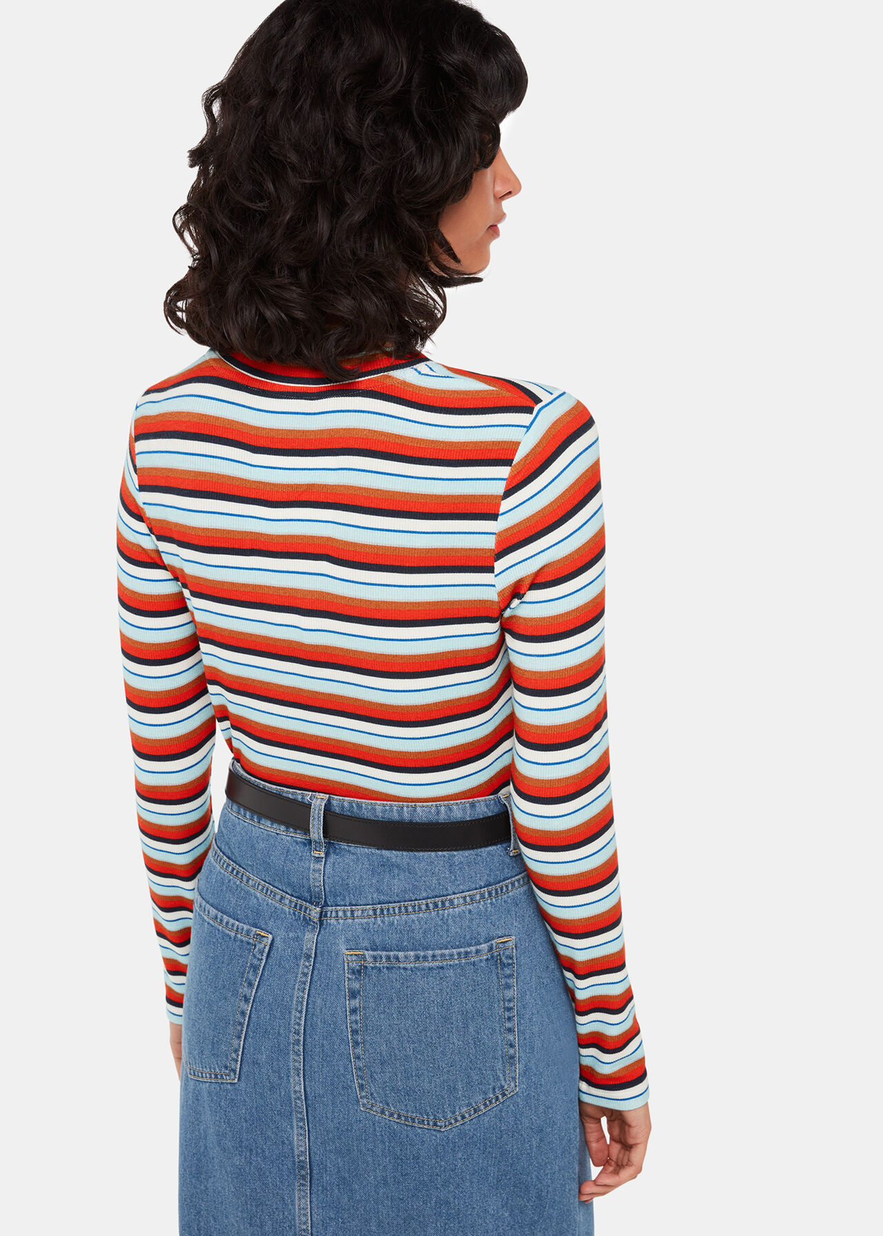 Stripe Ribbed Crew