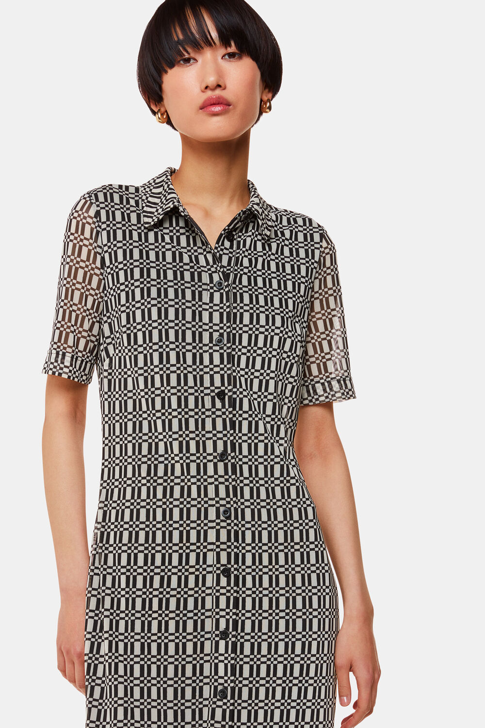 Link Check Mesh Shirt Dress