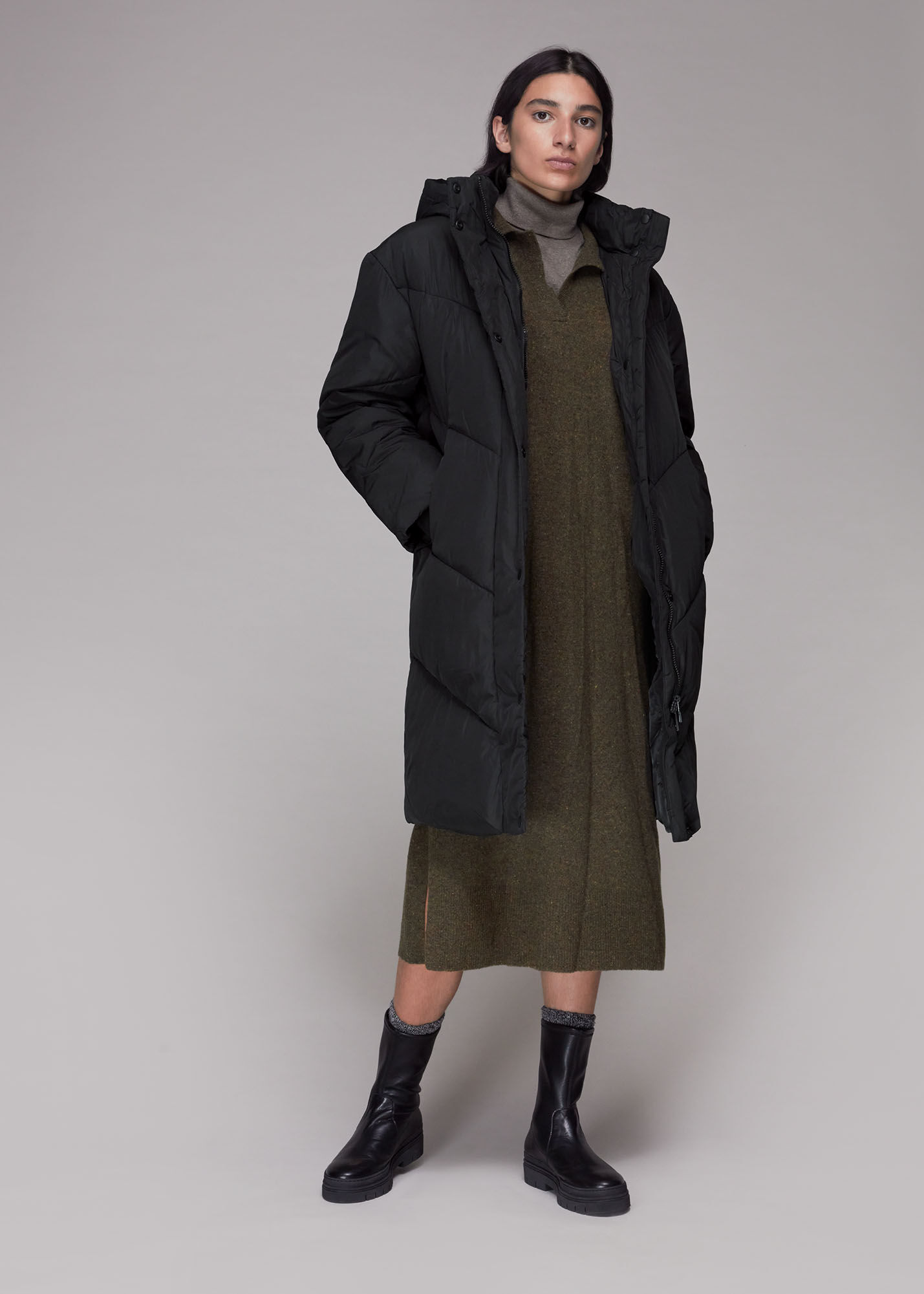 Longline puffer clearance coat black