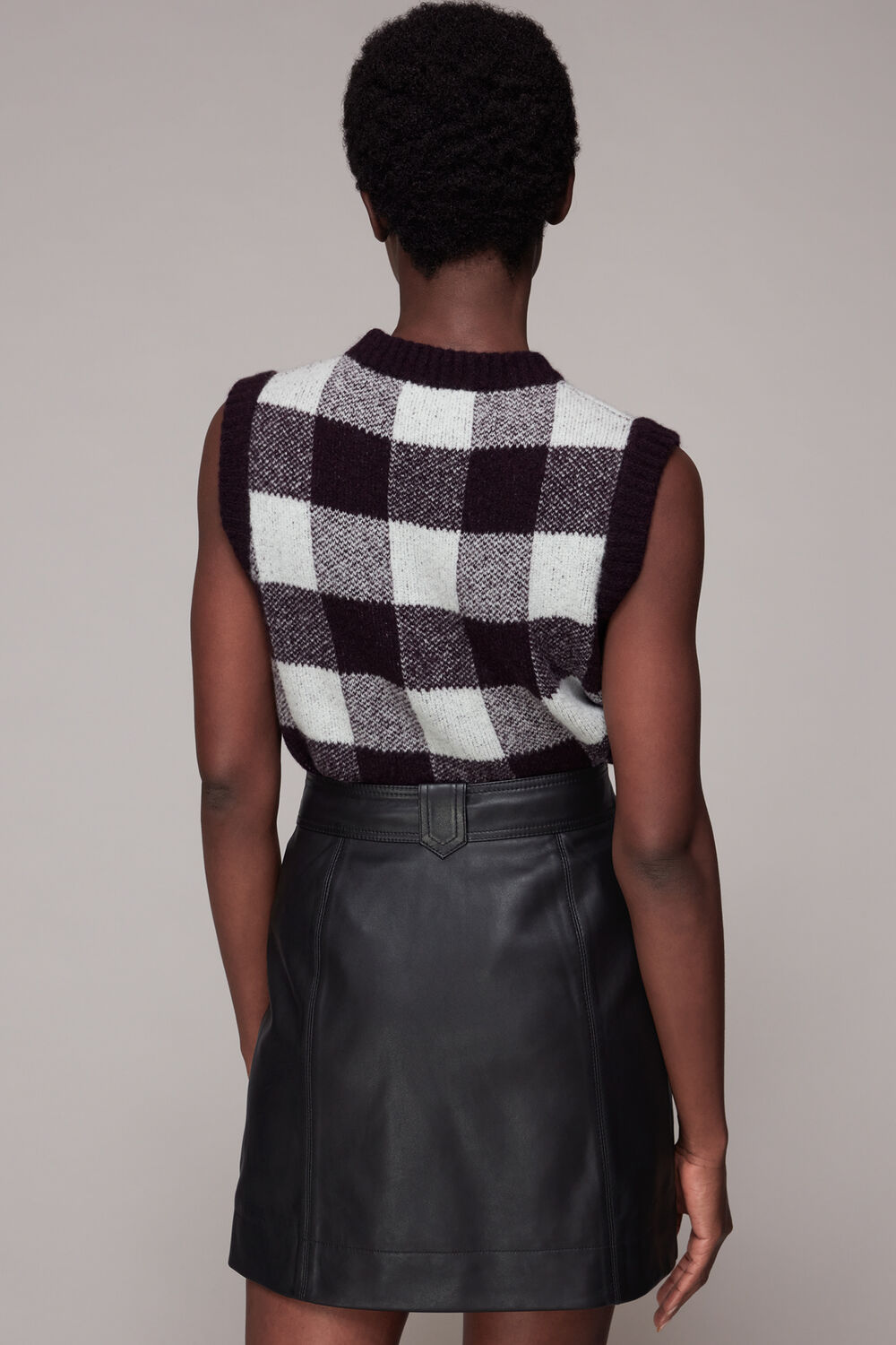 Zip Front Detail Leather Skirt