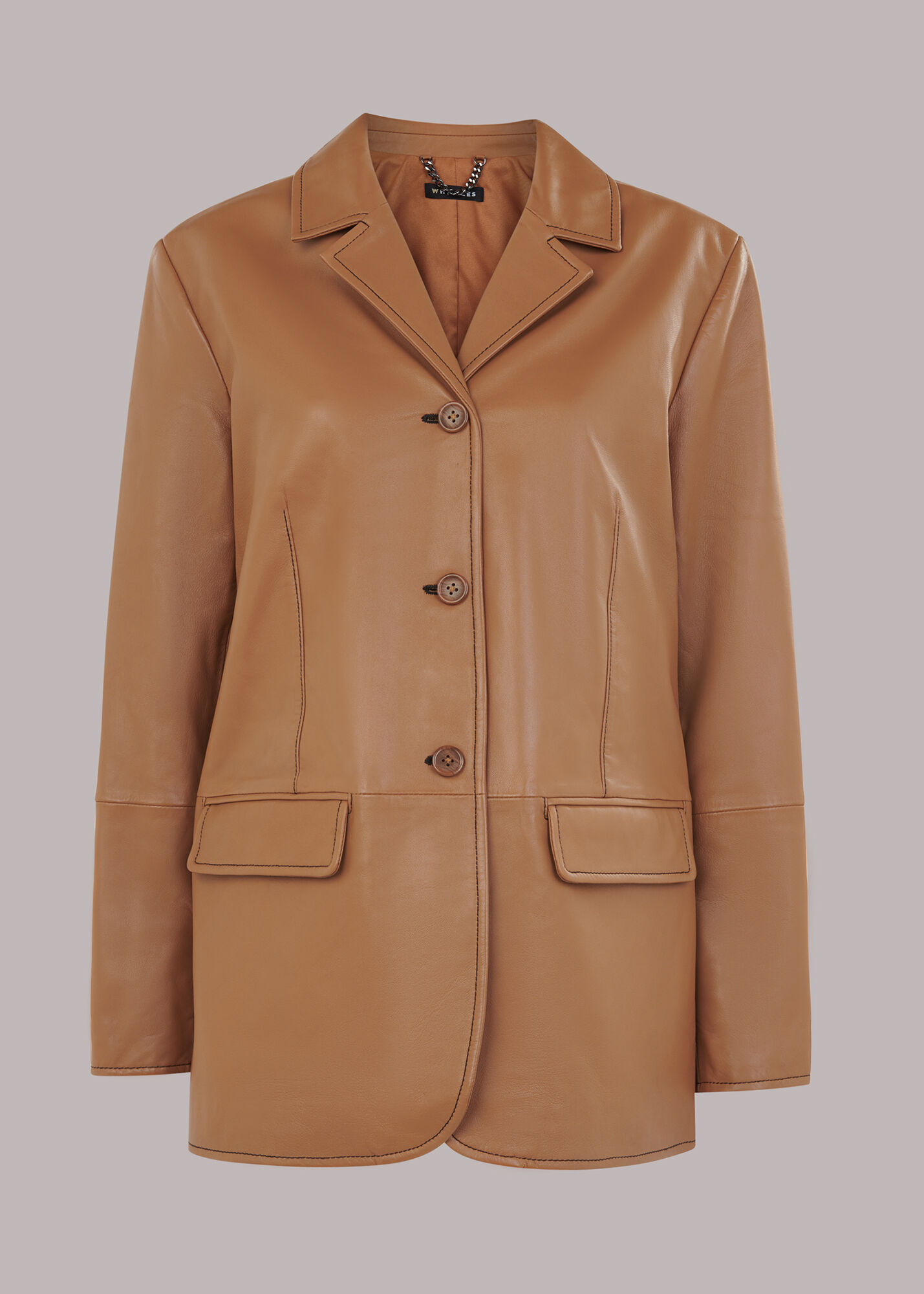 Neutral Stevie Leather Blazer WHISTLES