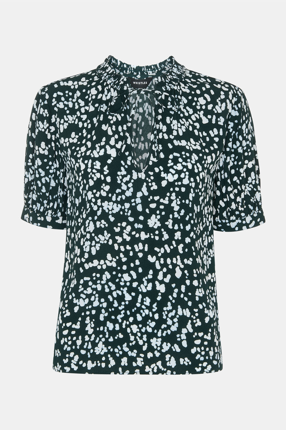 Teal Animal Tie Neck Blouse