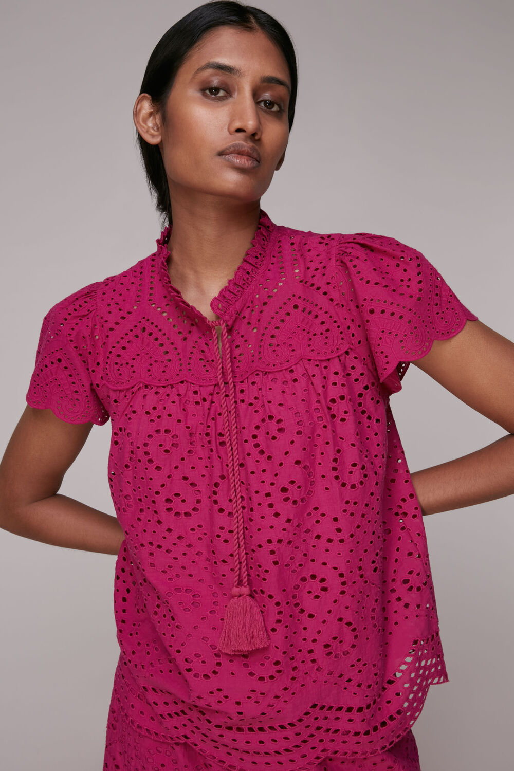 Bonnie Broderie Blouse Pink