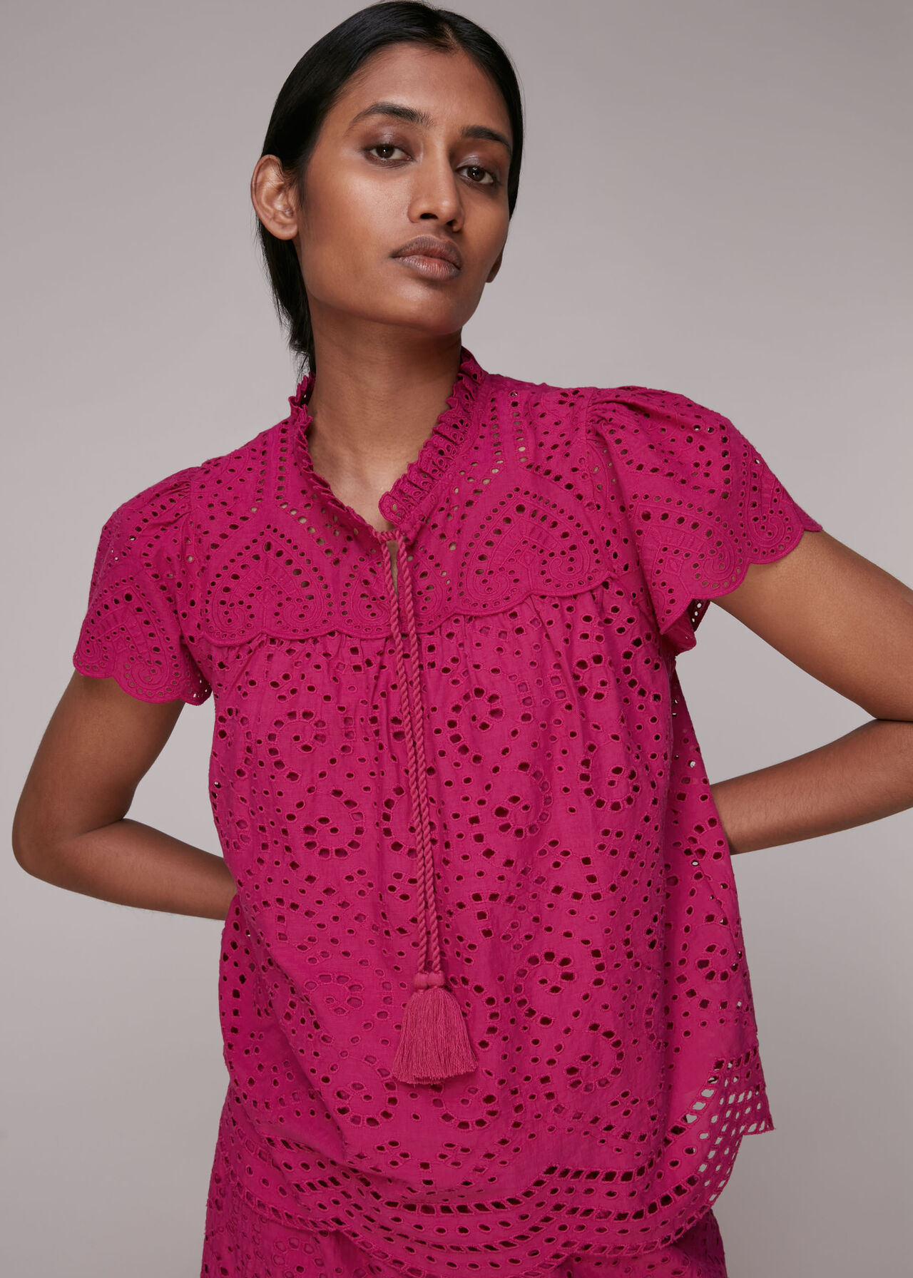 Bonnie Broderie Blouse Pink