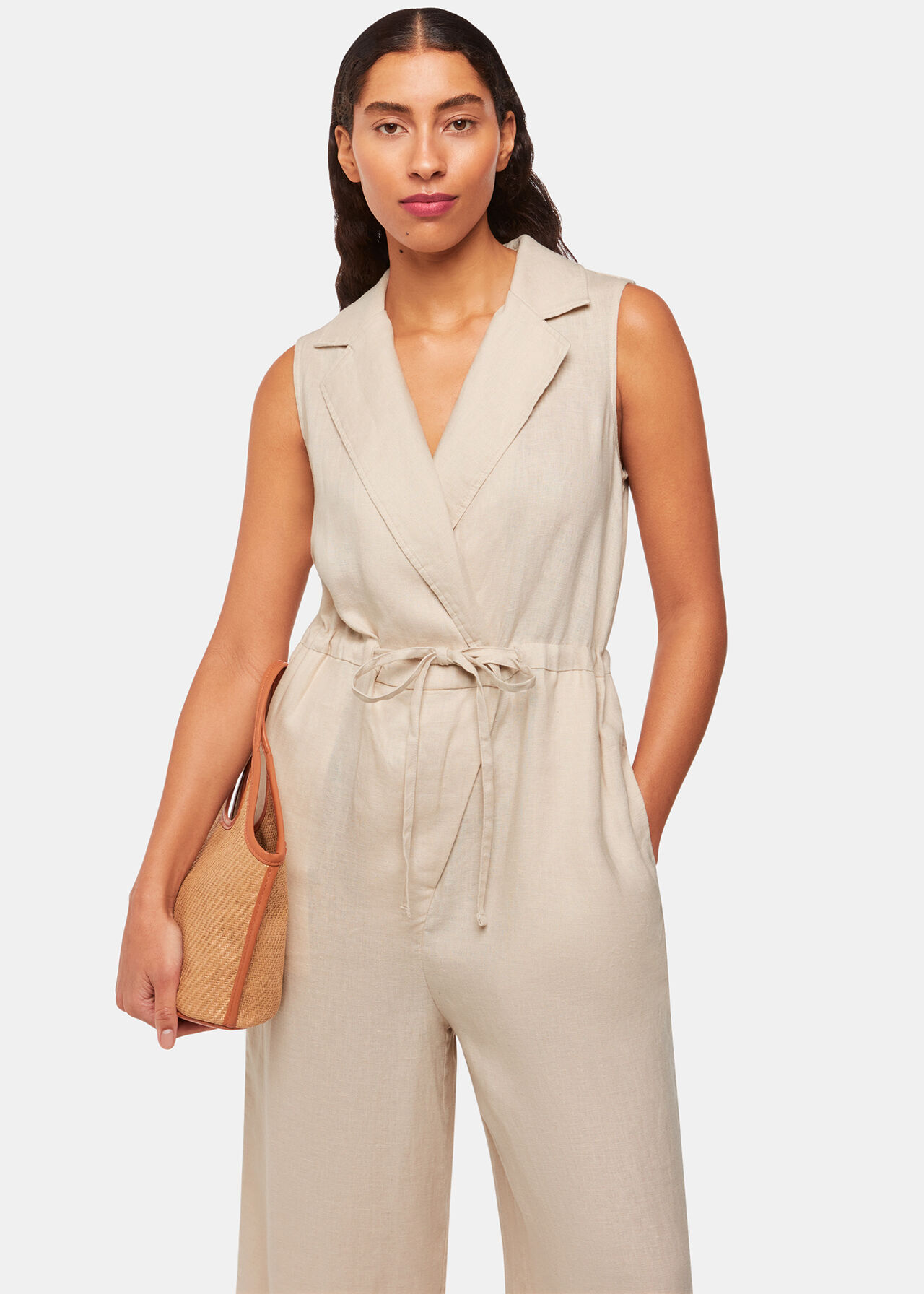 Bella Linen Wrap Jumpsuit