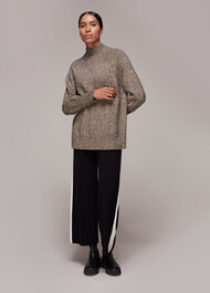 Oatmeal Flecked Button Back Knit | WHISTLES | Whistles UK