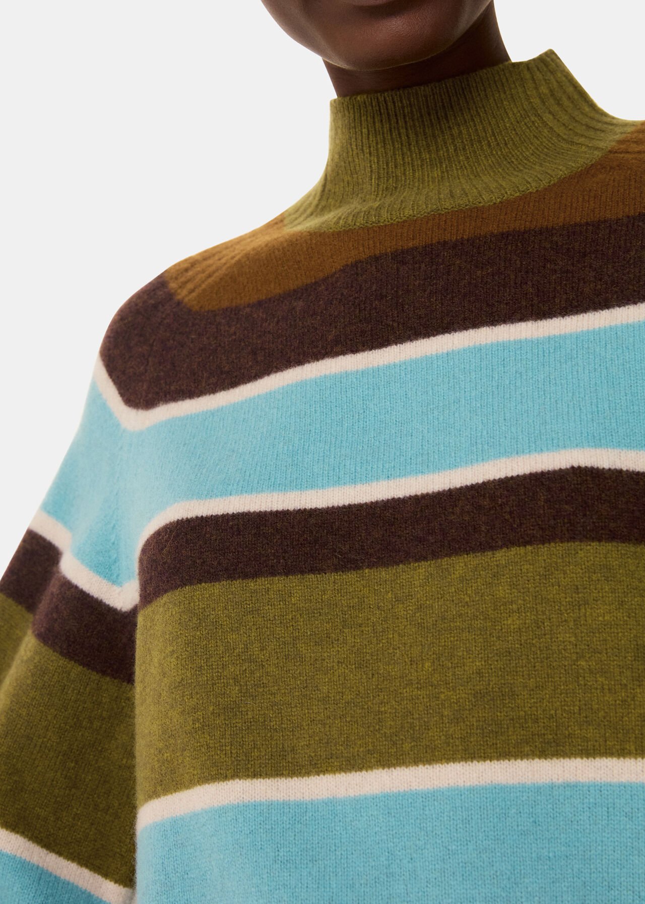 Wool Stripe Funnel Neck Knit