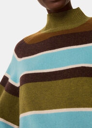Wool Stripe Funnel Neck Knit