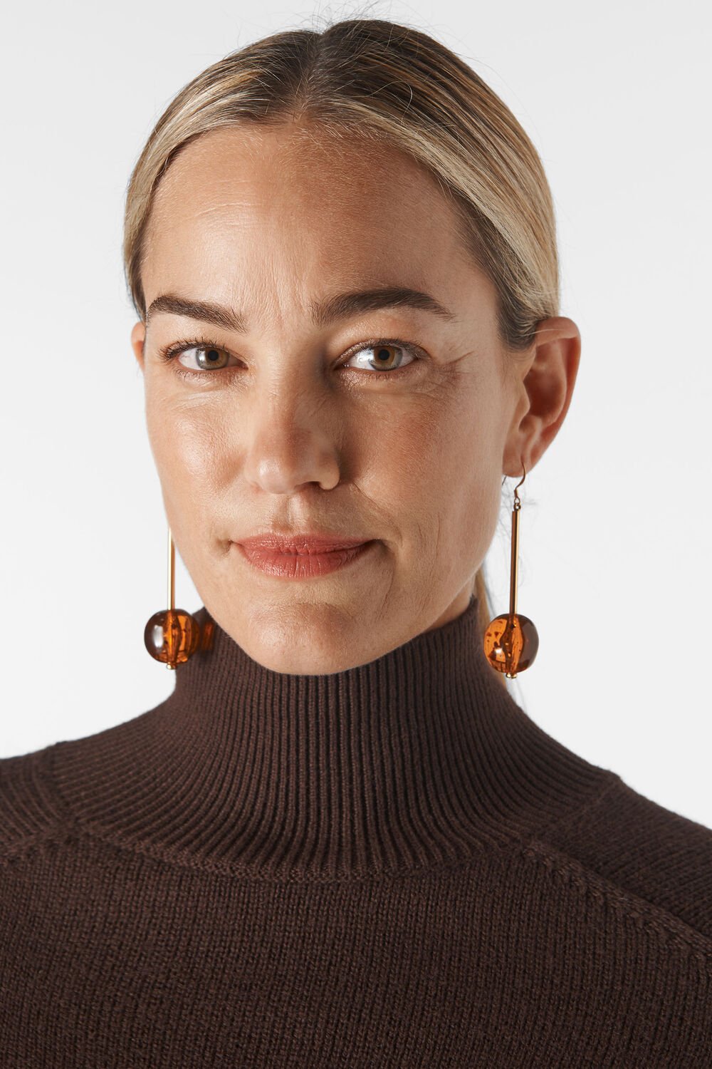 Resin Sphere Drop Earring Brown/Multi