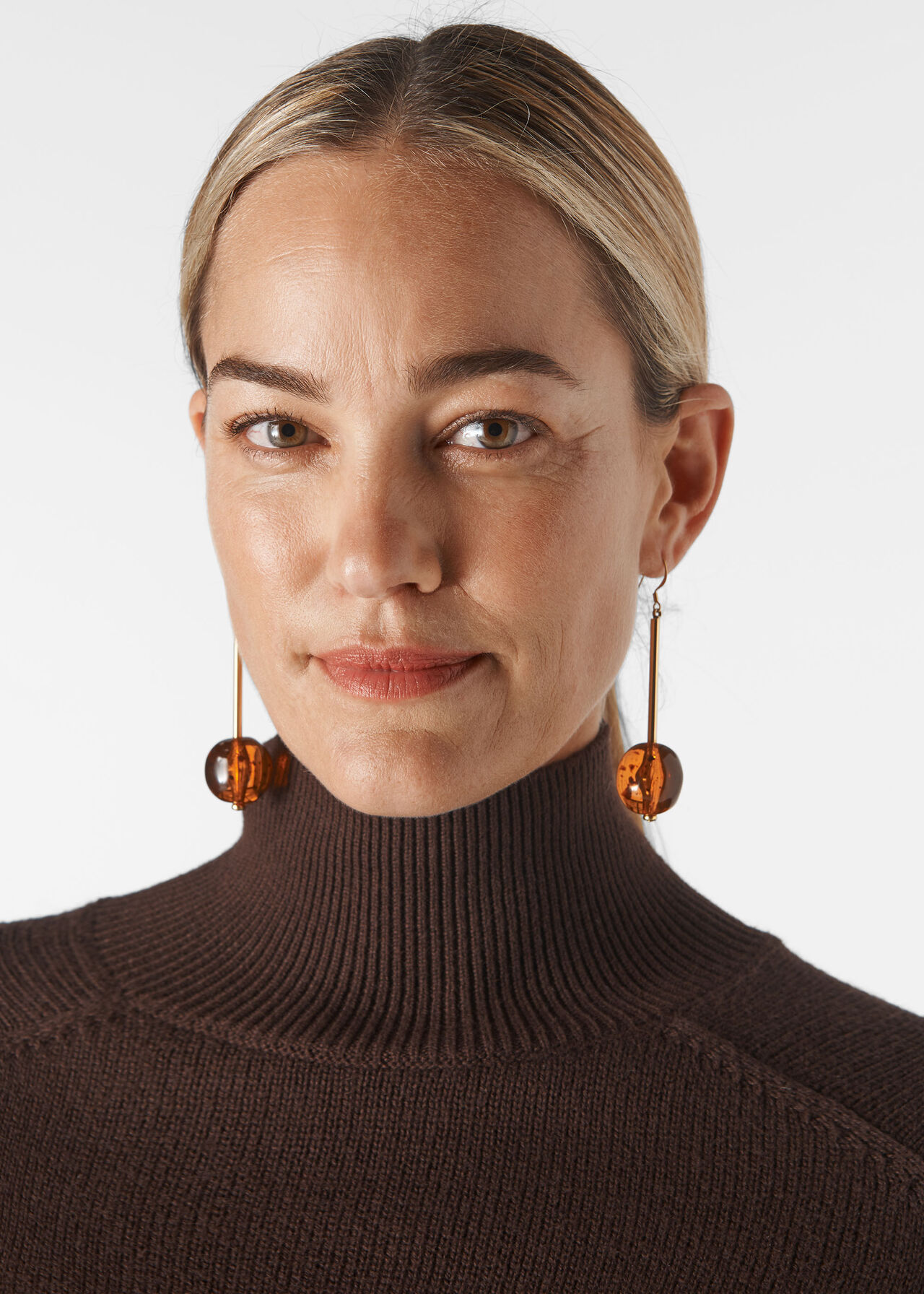 Resin Sphere Drop Earring Brown/Multi