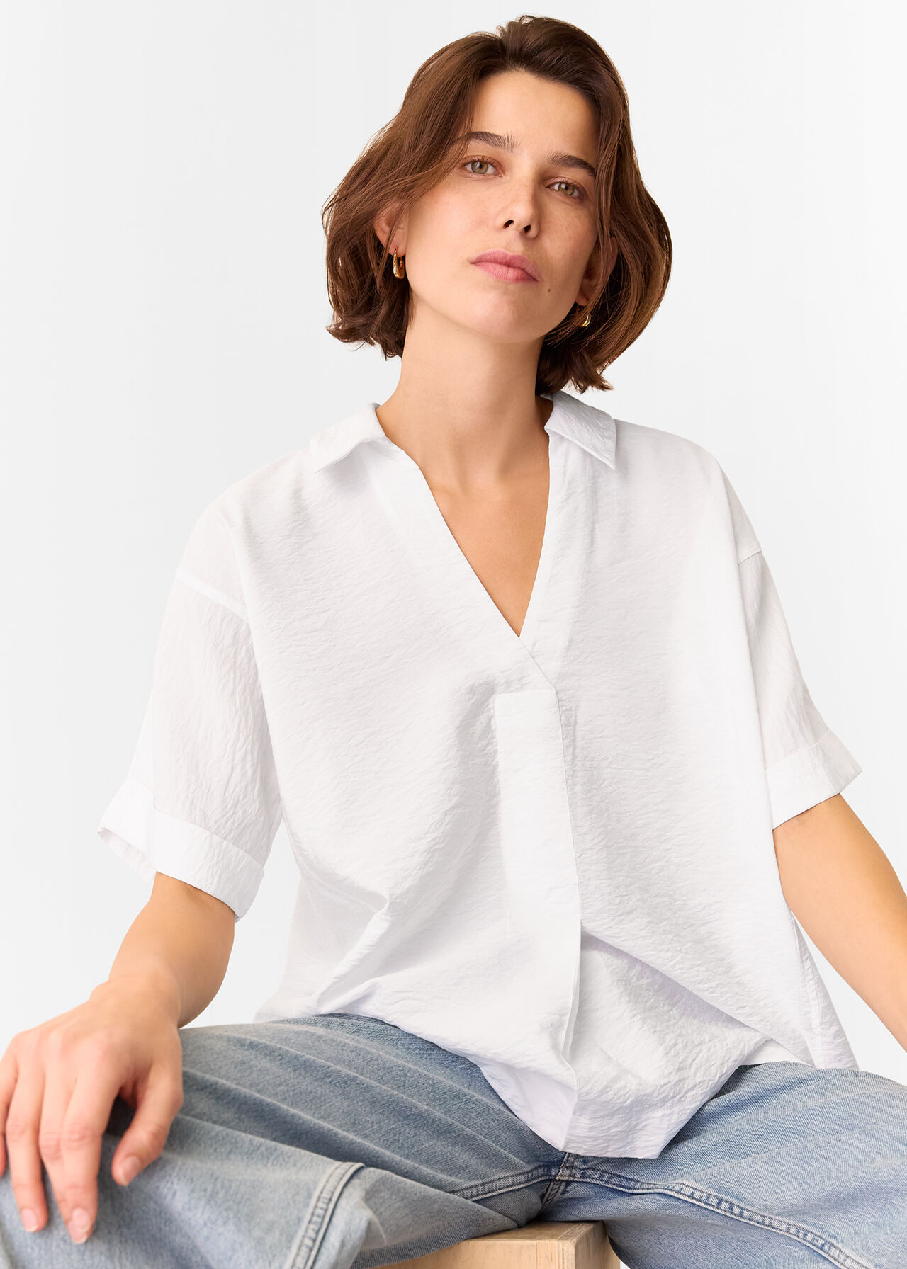 Whistles White Sasha Relaxed Shirt