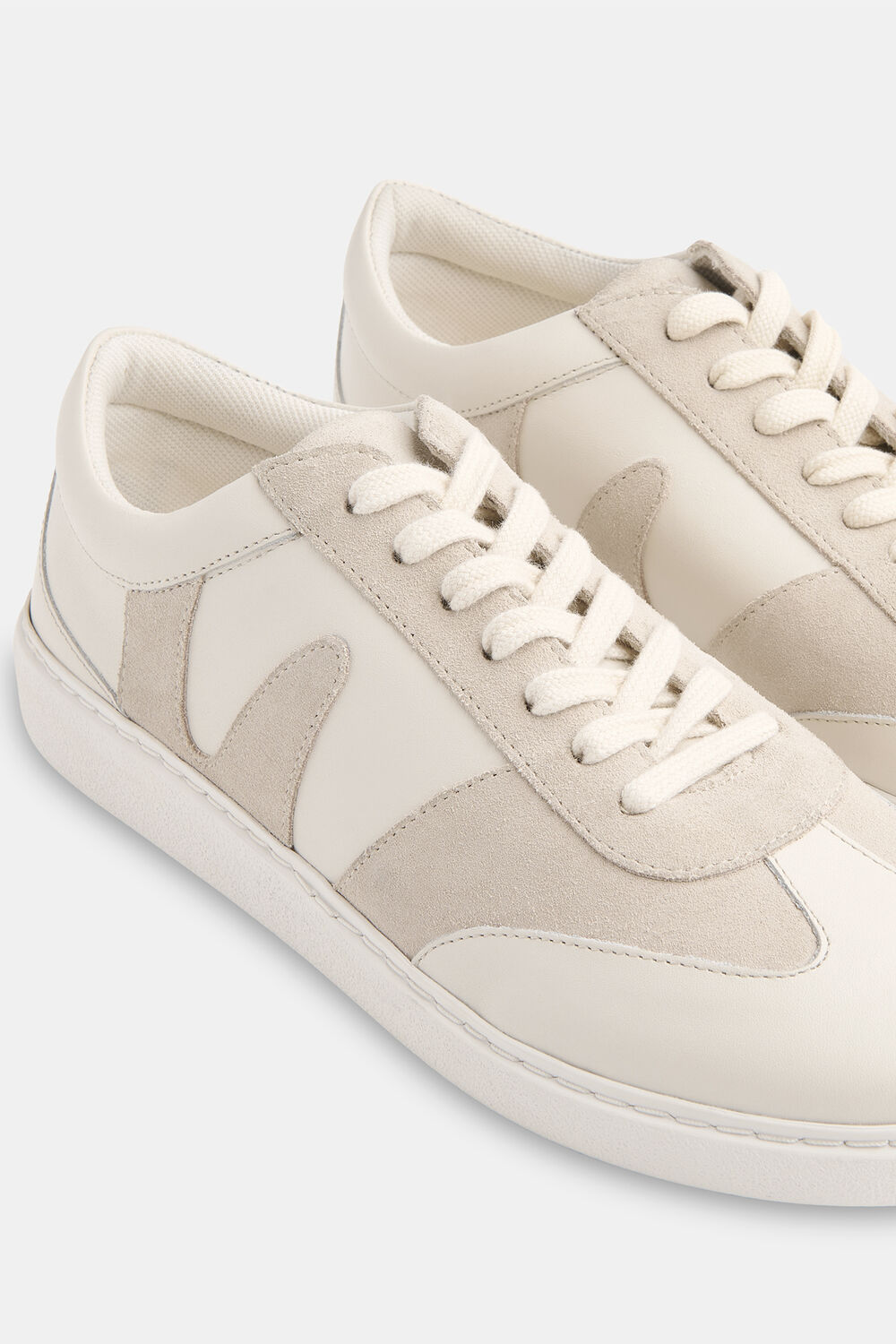 White Suede Leather Mix Trainer