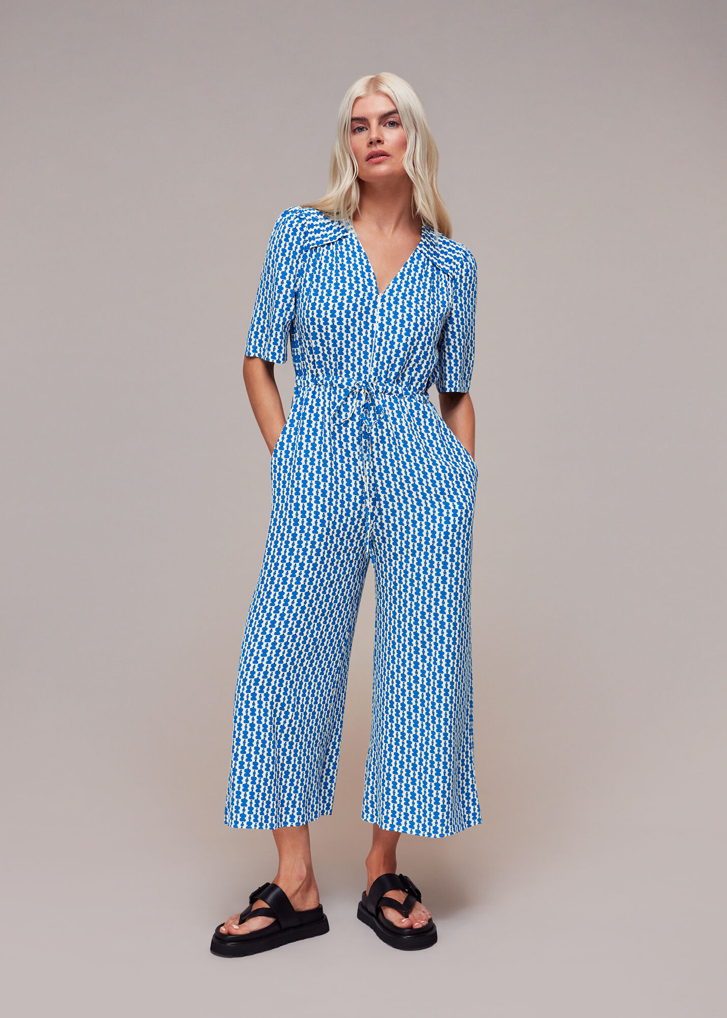 Blue/Multi Vertical Stack Jumpsuit WHISTLES