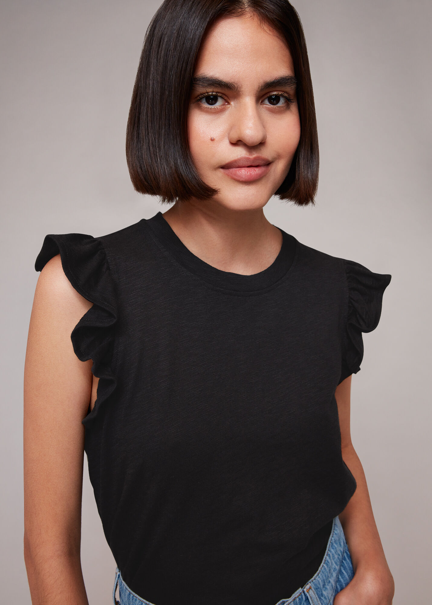 Black cap sleeve shirt online