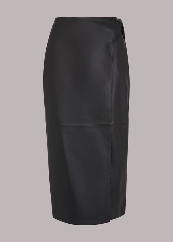 Tie Side Leather Skirt