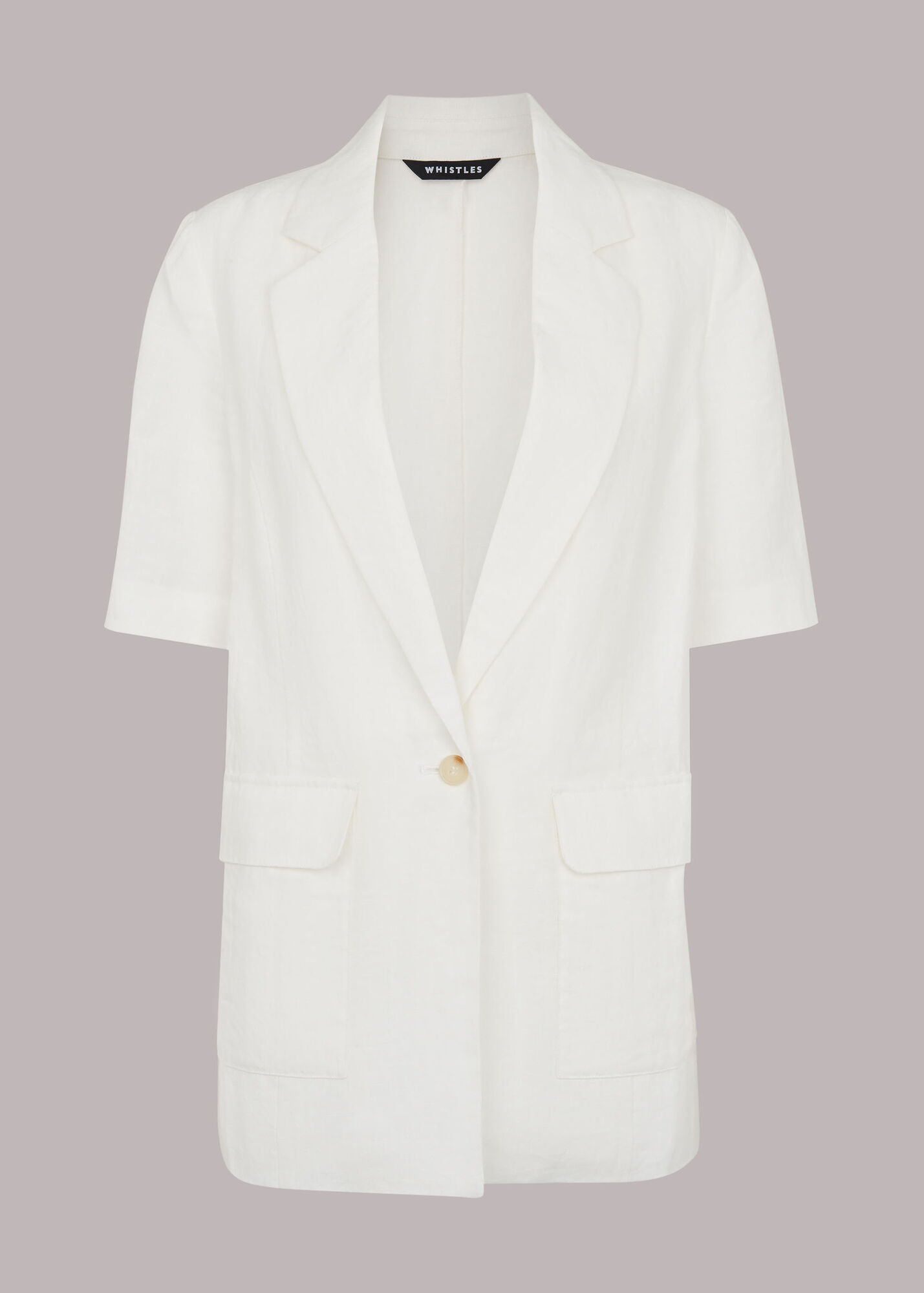 White Short Sleeve Linen Jacket WHISTLES