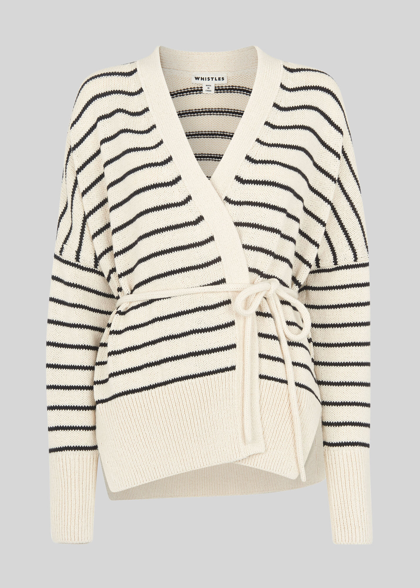 Multicolour Stripe Tie Detail Cardigan WHISTLES Whistles UK