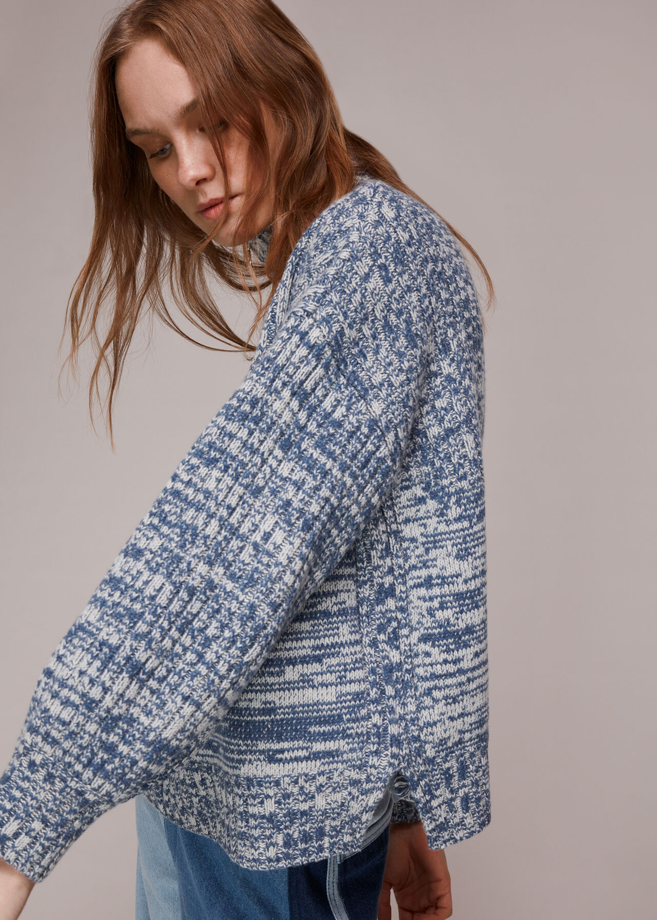 Zip Neck Rib Detail Sweater