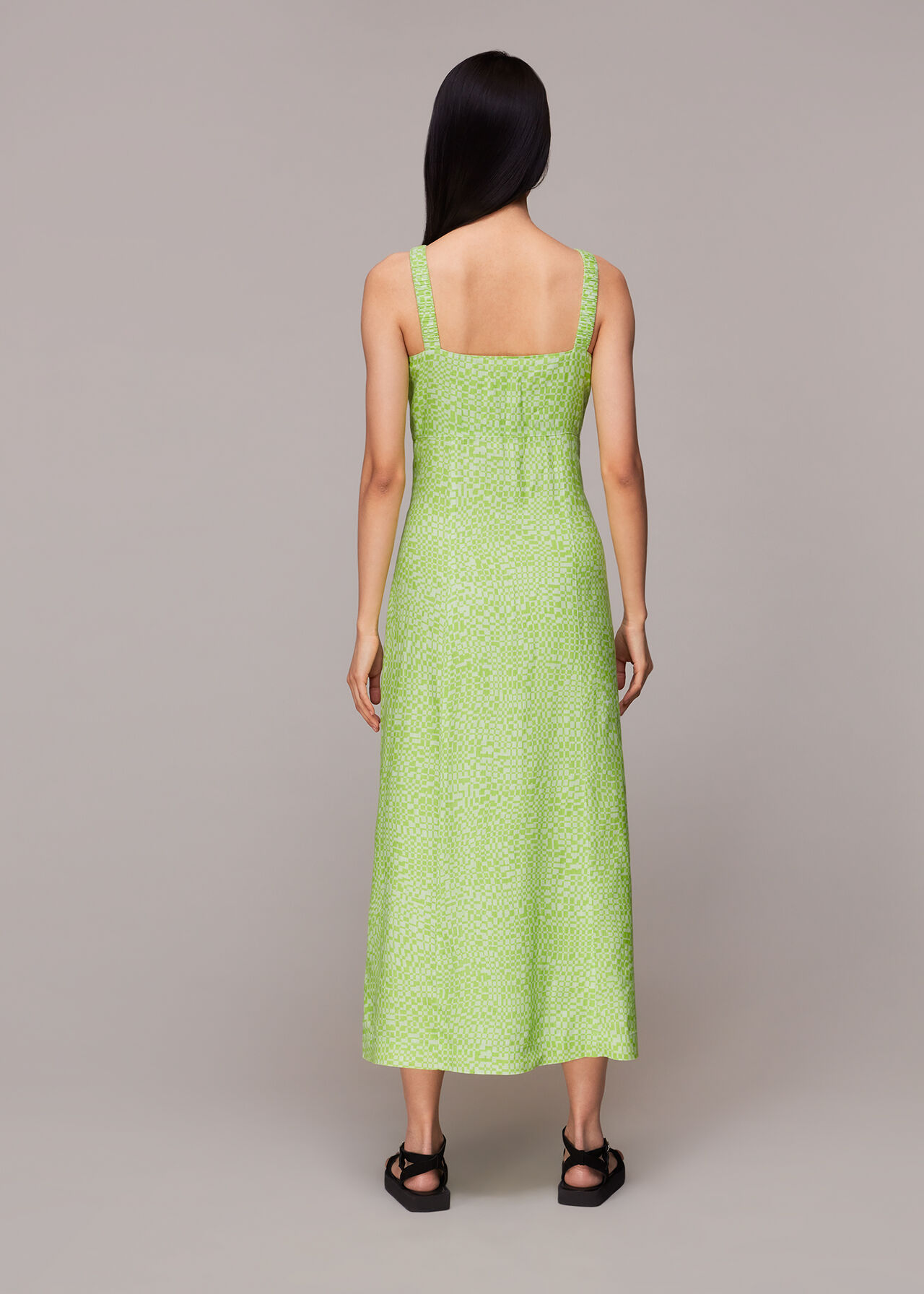 Warped Checkerboard Midi Dress
