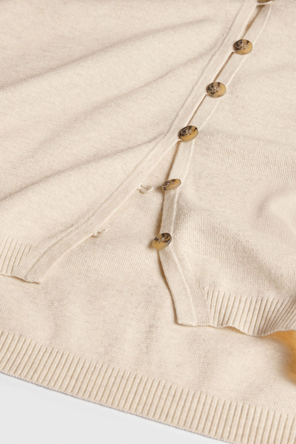 Oatmeal Short Sleeve Button Front Knit
