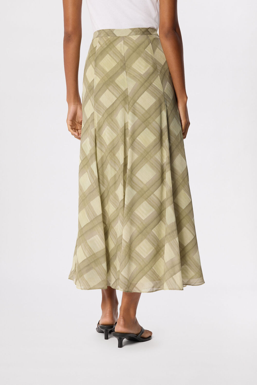 Green Check Midi Skirt