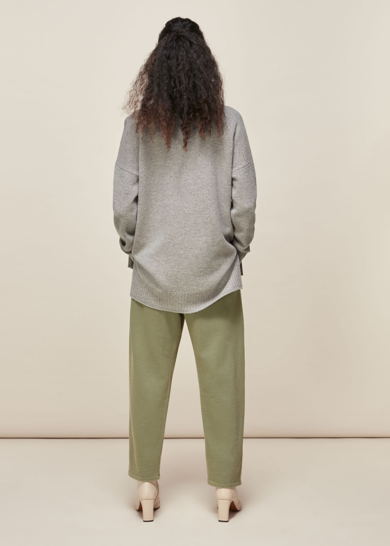 Long Line Crew Neck Wool Knit