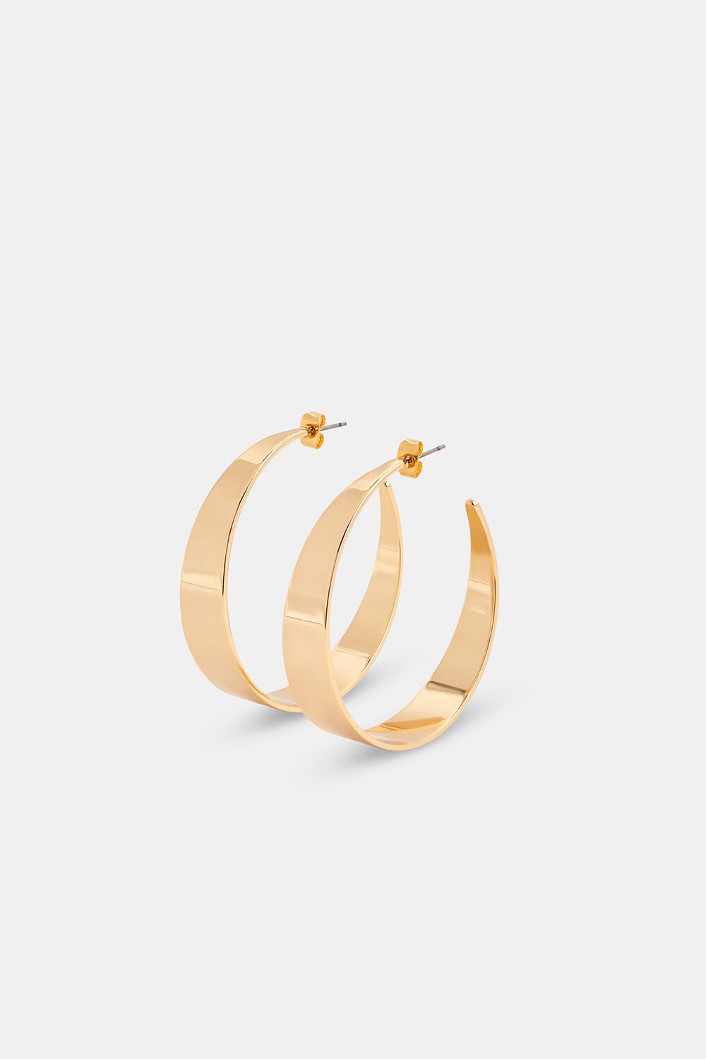 Large Flat Stud Hoop Earring