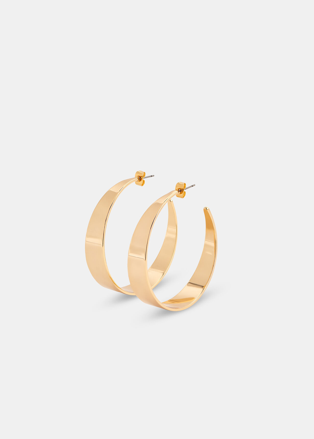 Large Flat Stud Hoop Earring