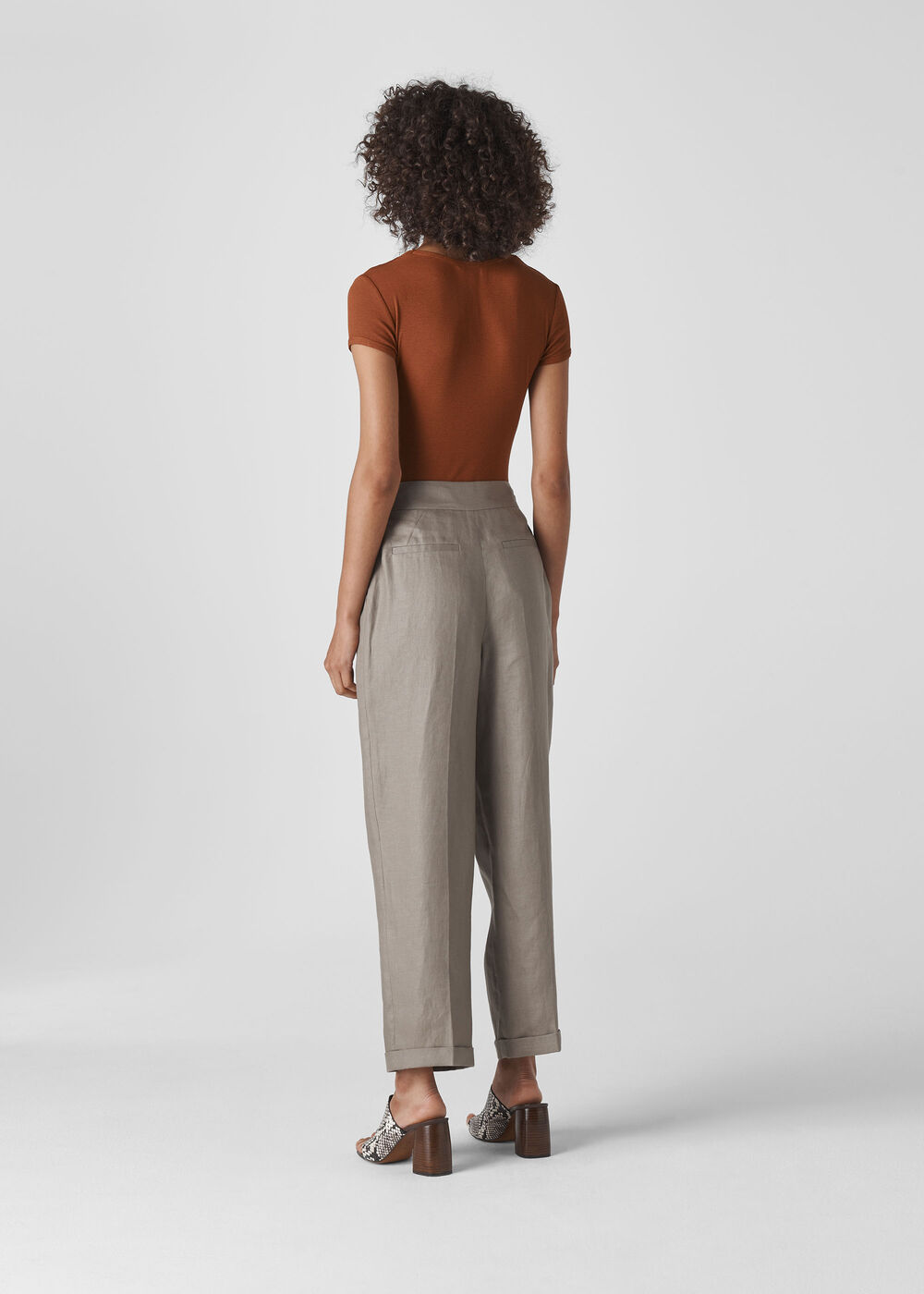 Lydia Linen Pleated Trouser Grey